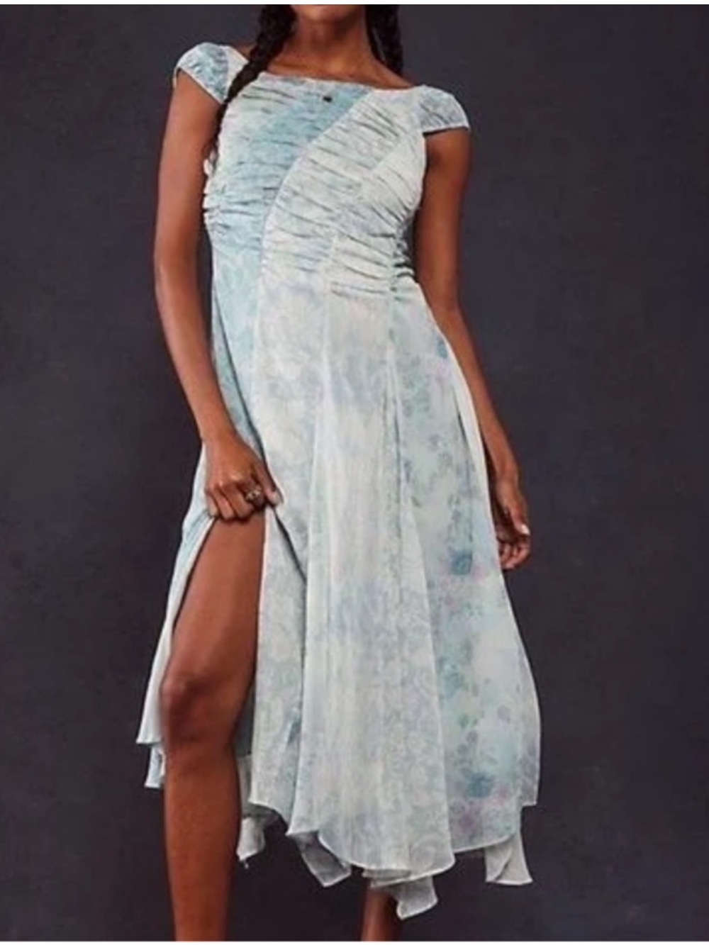 Free People Heart to Heart Floral Midi Dress in Ocean Combo